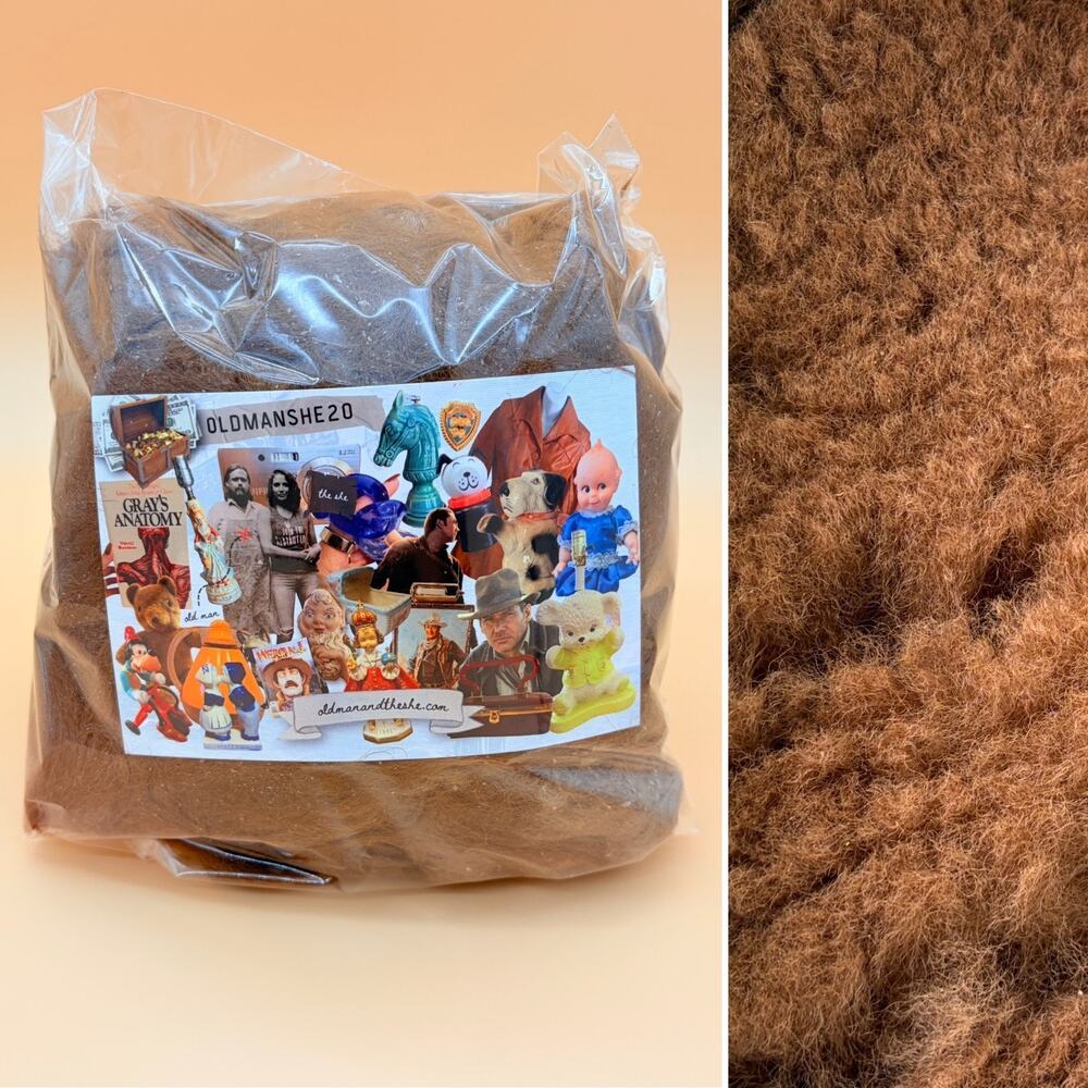 Raw Huacaya Alpaca Fleece Unwashed Medium Brown Fiber 12 oz Spinning Felting